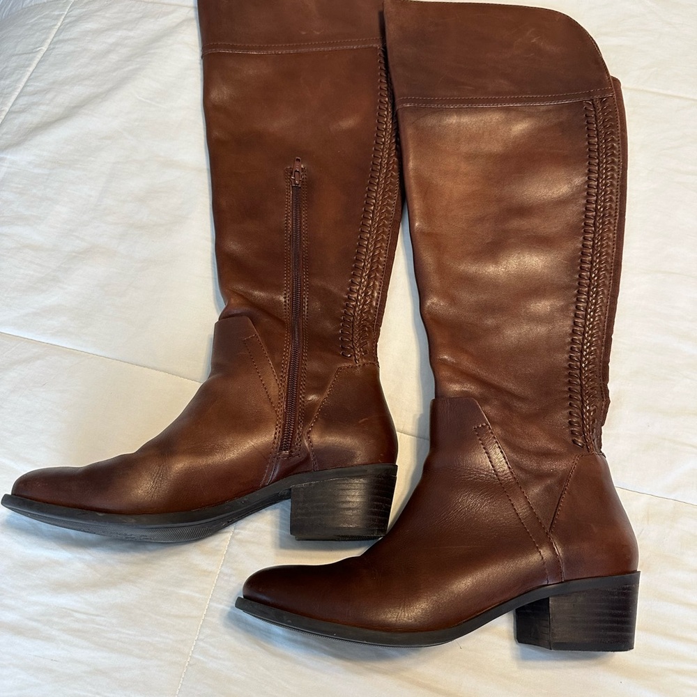 Brown Leather Knee-High Boots